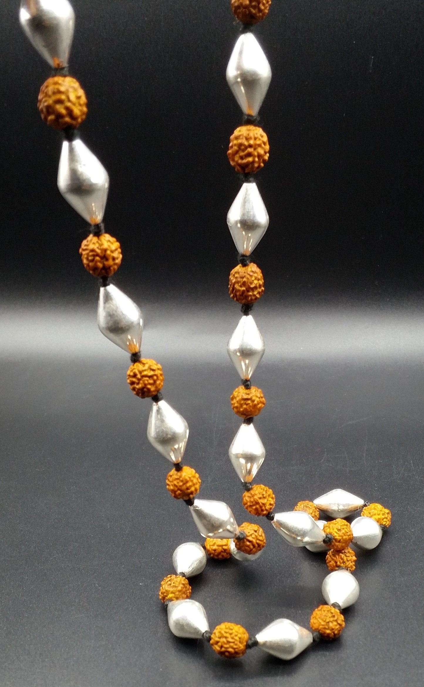 Traditional design natural rudraksha beads and silver beads vintage necklace chain tribal belly dance jewelry !!src-02 - TRIBAL ORNAMENTS