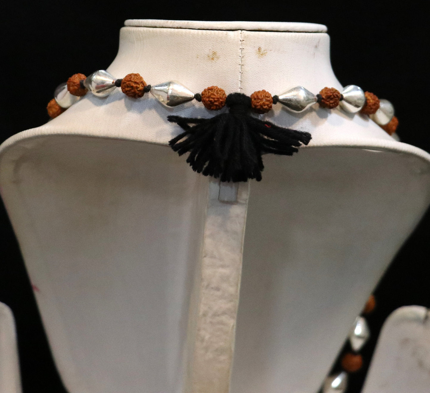 Traditional design natural rudraksha beads and silver beads vintage necklace chain tribal belly dance jewelry !!src-02 - TRIBAL ORNAMENTS