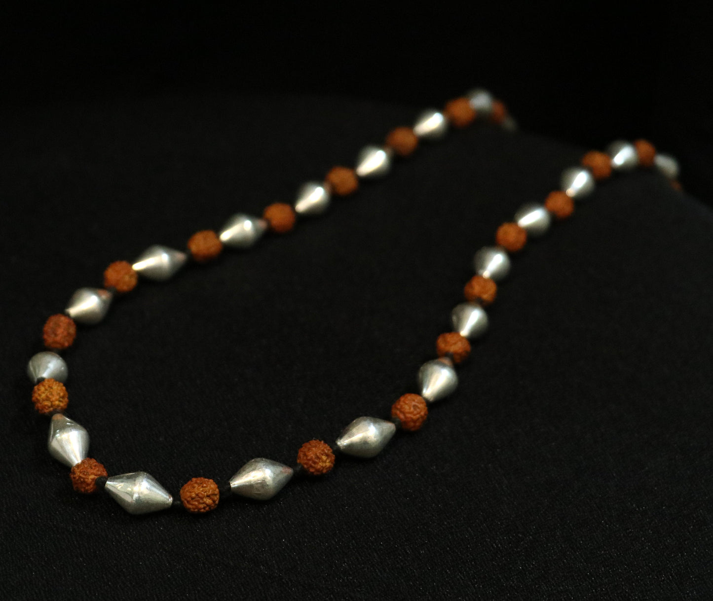 Traditional design natural rudraksha beads and silver beads vintage necklace chain tribal belly dance jewelry !!src-02 - TRIBAL ORNAMENTS