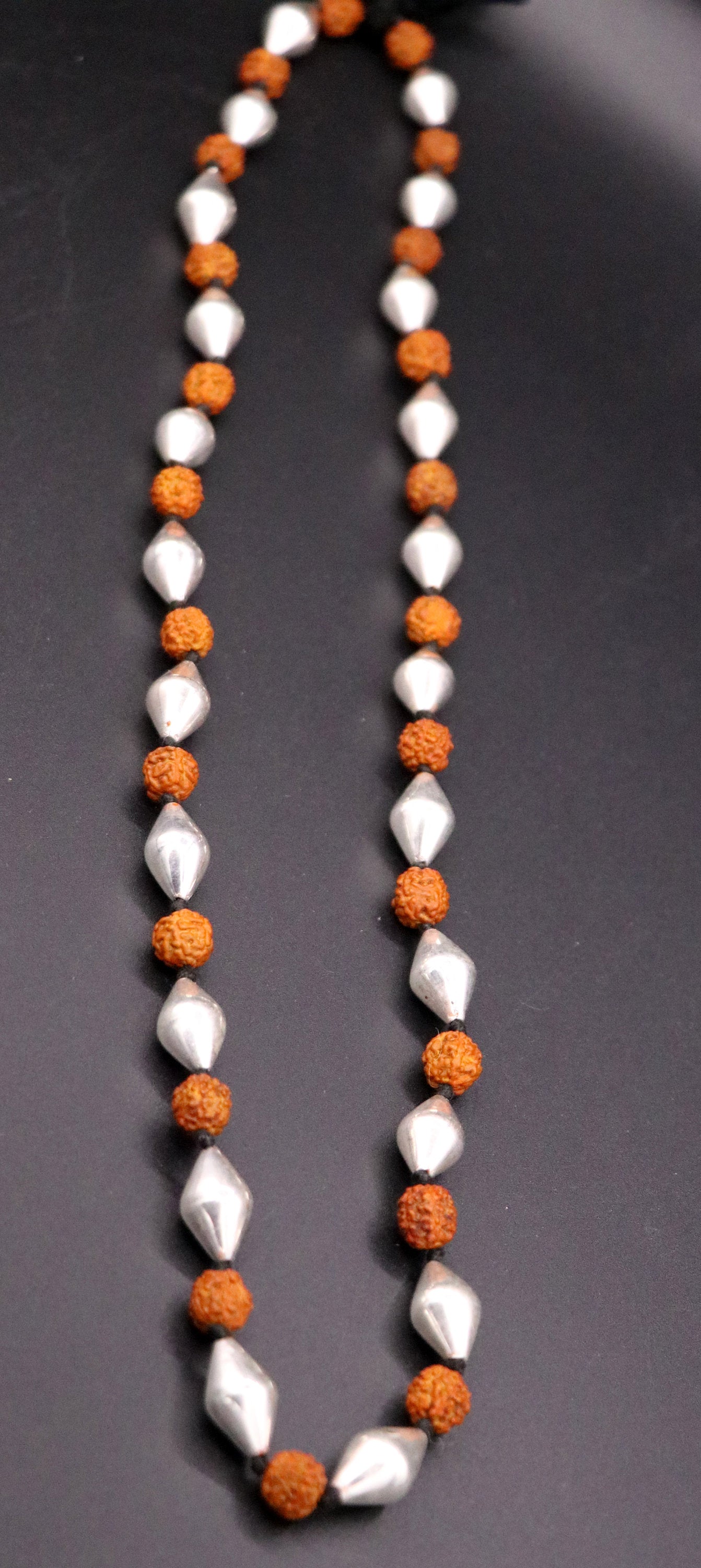 Traditional design natural rudraksha beads and silver beads vintage necklace chain tribal belly dance jewelry !!src-02 - TRIBAL ORNAMENTS