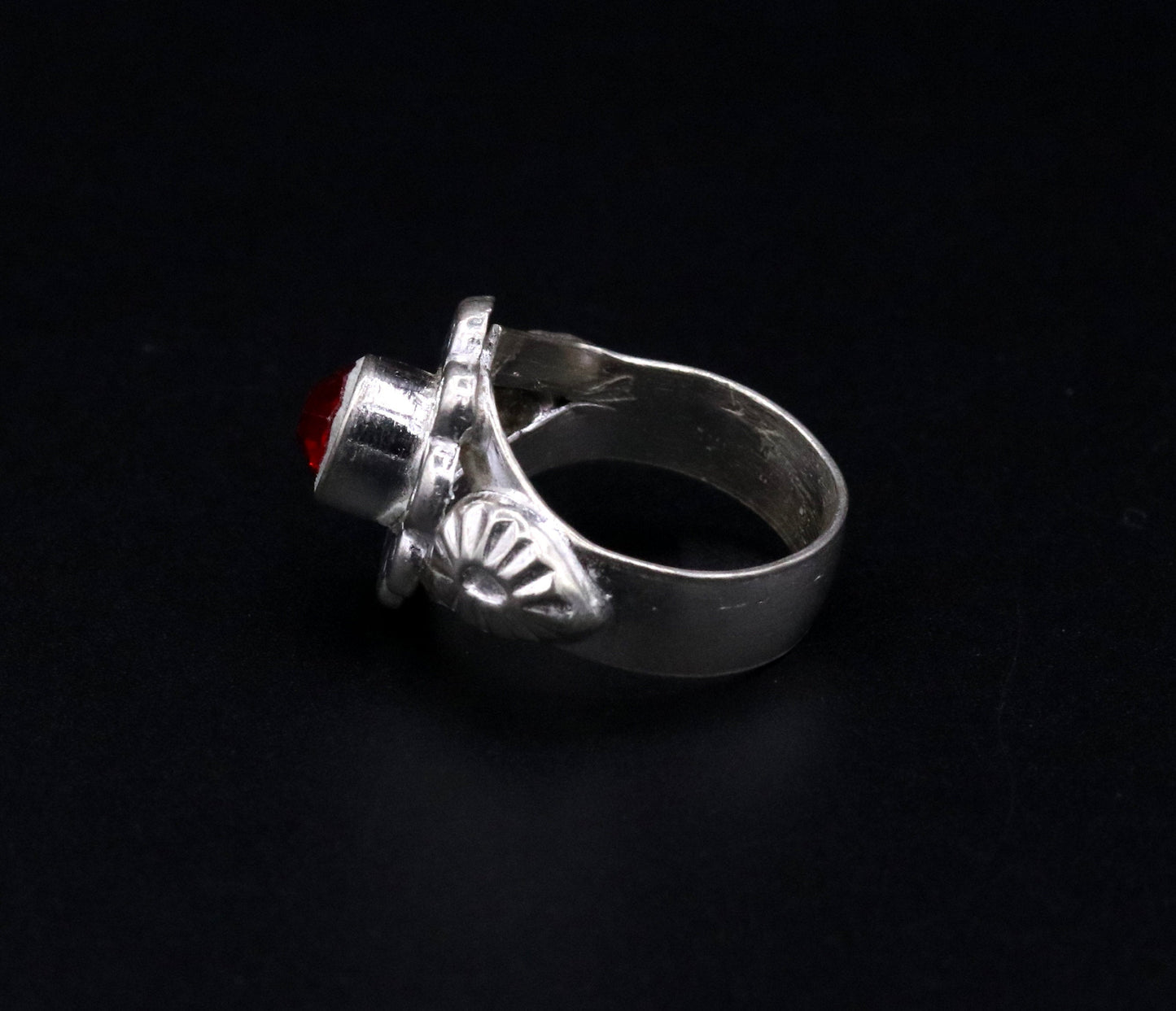 Traditional style handmade gorgeous red stone jadau ring band women's jewelry from rajasthan india !!sr51 - TRIBAL ORNAMENTS