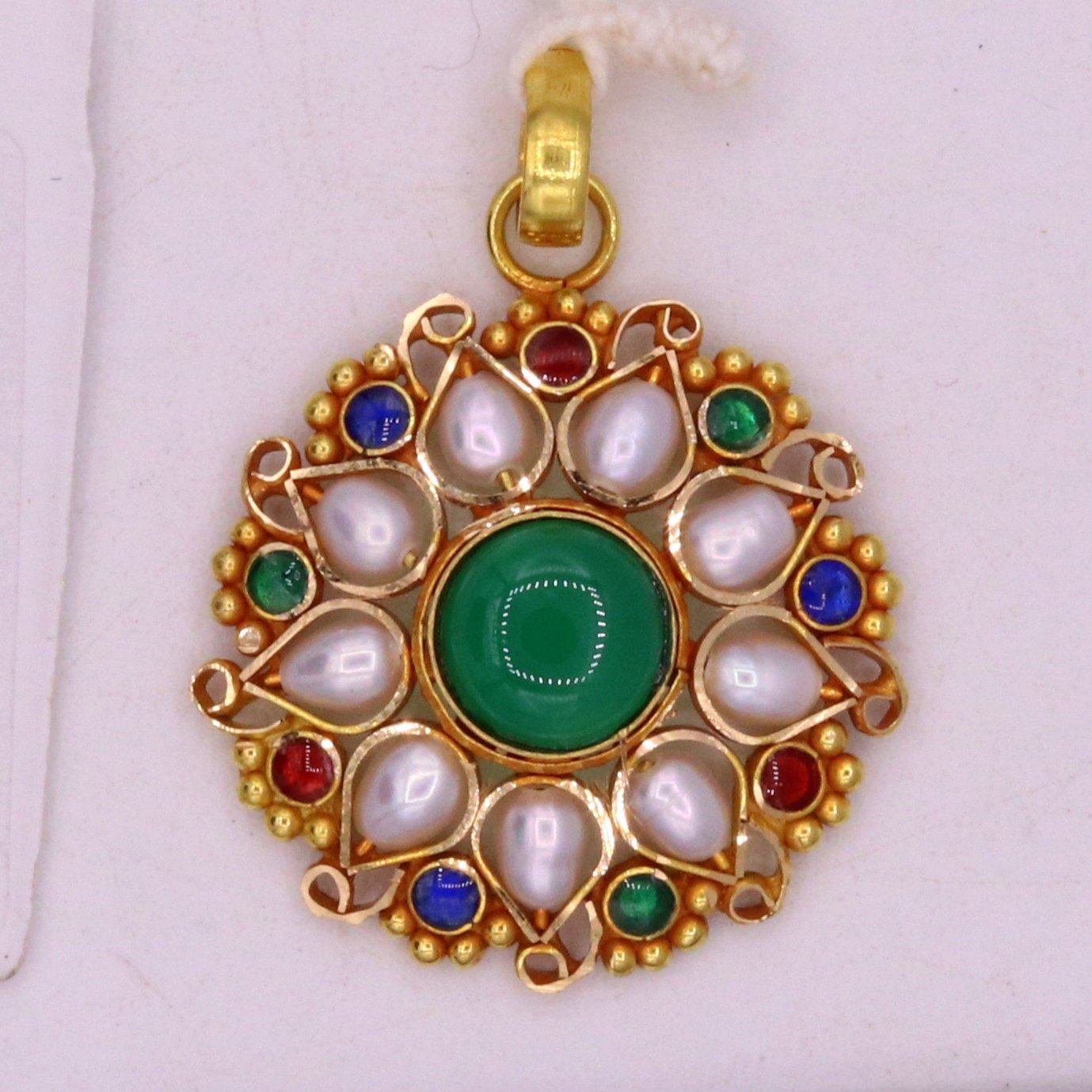 Traditional handmade vintage real natural white pearl 22k yellow gold jadau pendant fabulous necklace locket - TRIBAL ORNAMENTS