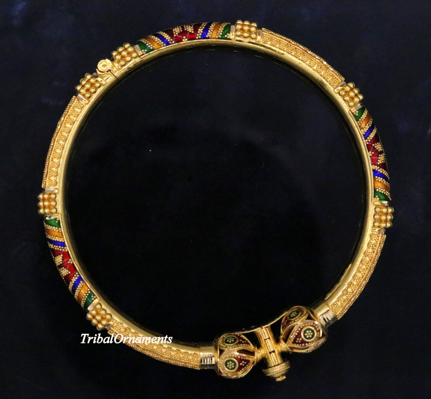 Vintage antique design handmade kada bangle 22kt yellow gold women's excellent jewelry From Rajasthan India - TRIBAL ORNAMENTS