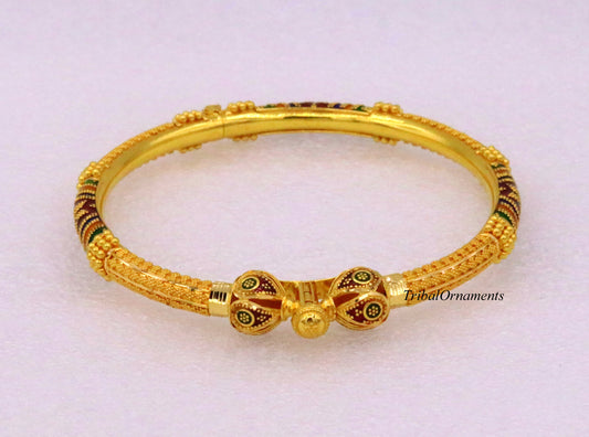 Vintage antique design handmade kada bangle 22kt yellow gold women's excellent jewelry From Rajasthan India - TRIBAL ORNAMENTS