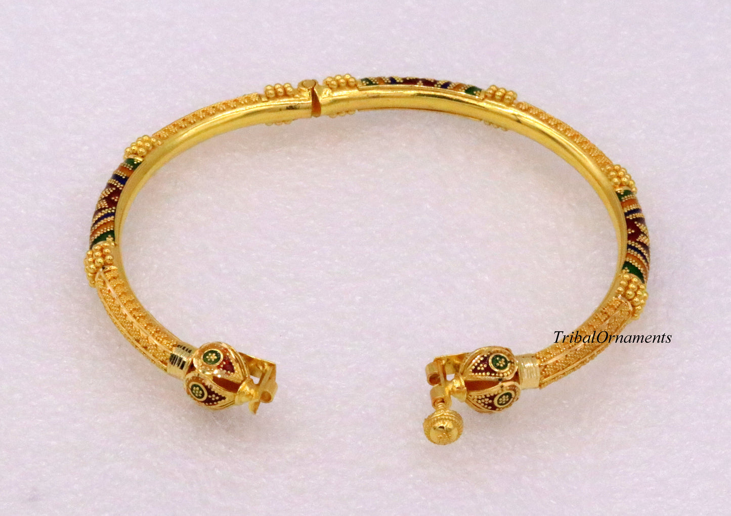 Vintage antique design handmade kada bangle 22kt yellow gold women's excellent jewelry From Rajasthan India - TRIBAL ORNAMENTS
