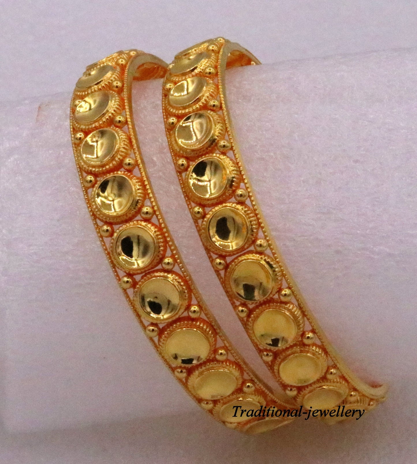 Vintage antique design handmade fabulous 22karat yellow gold bangle bracelet Indian tribal antique kangan set ba-36 - TRIBAL ORNAMENTS