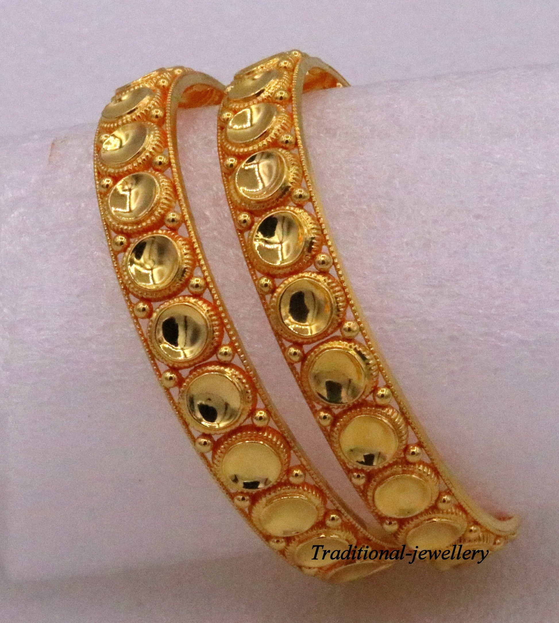 Vintage antique design handmade fabulous 22karat yellow gold bangle bracelet Indian tribal antique kangan set ba-36 - TRIBAL ORNAMENTS