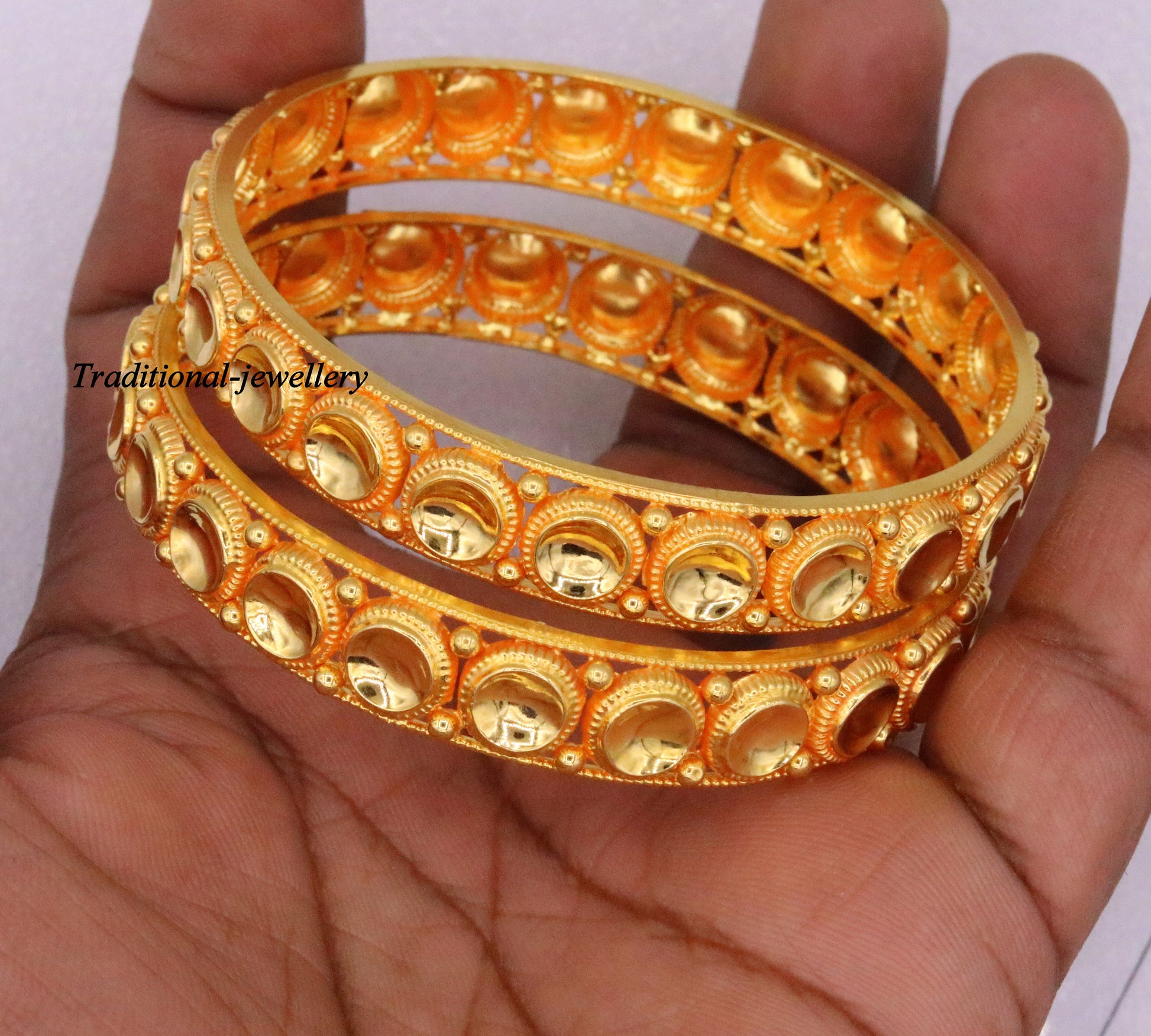 Vintage antique design handmade fabulous 22karat yellow gold bangle bracelet Indian tribal antique kangan set ba-36 - TRIBAL ORNAMENTS