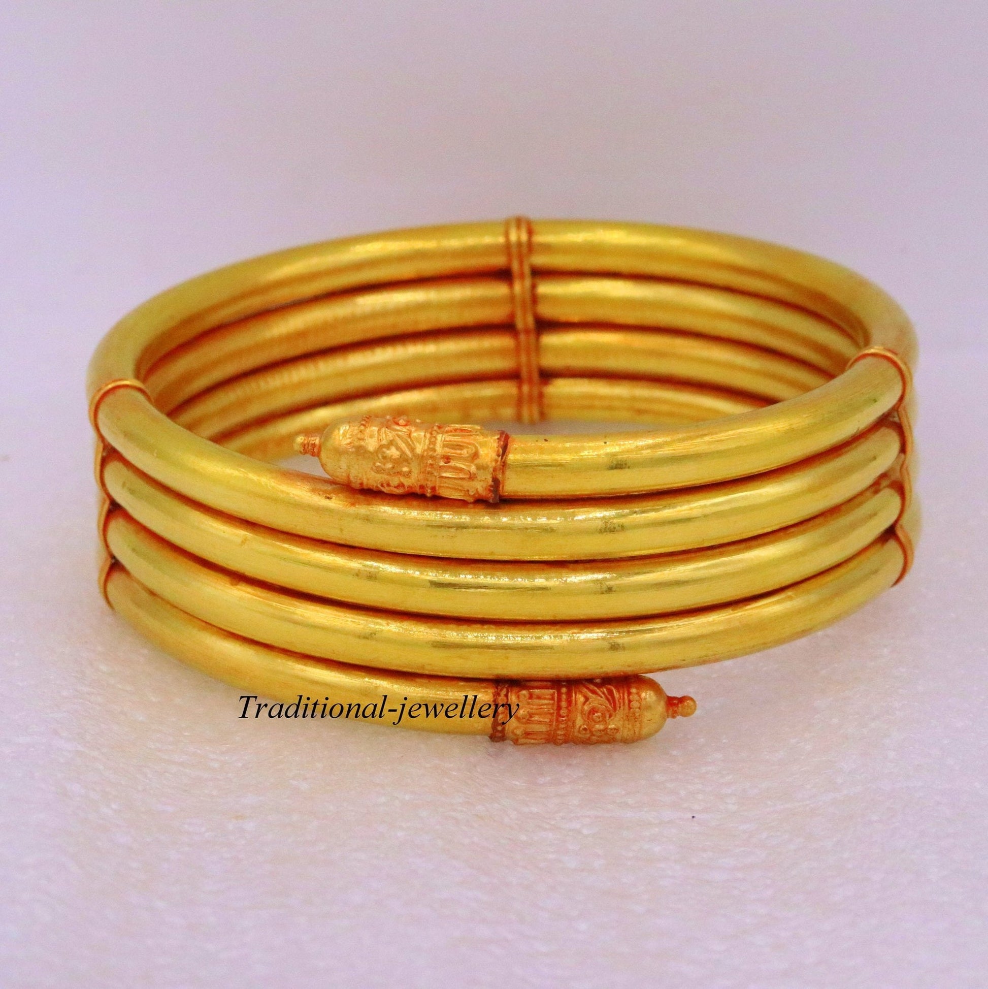 22 karat yellow gold handmade fabulous armlet indian tribal Arm bangle bracelet antique design women's jewelry ba137 - TRIBAL ORNAMENTS