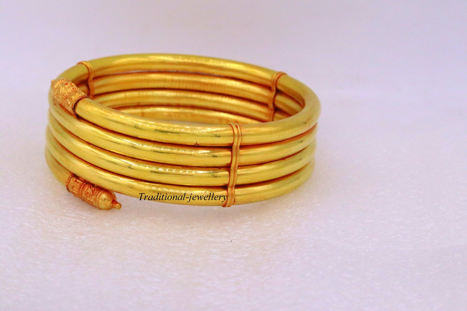 22 karat yellow gold handmade fabulous armlet indian tribal Arm bangle bracelet antique design women's jewelry ba137 - TRIBAL ORNAMENTS