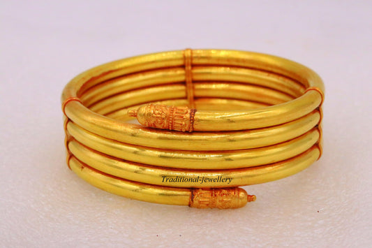 22 karat yellow gold handmade fabulous armlet indian tribal Arm bangle bracelet antique design women's jewelry ba137 - TRIBAL ORNAMENTS