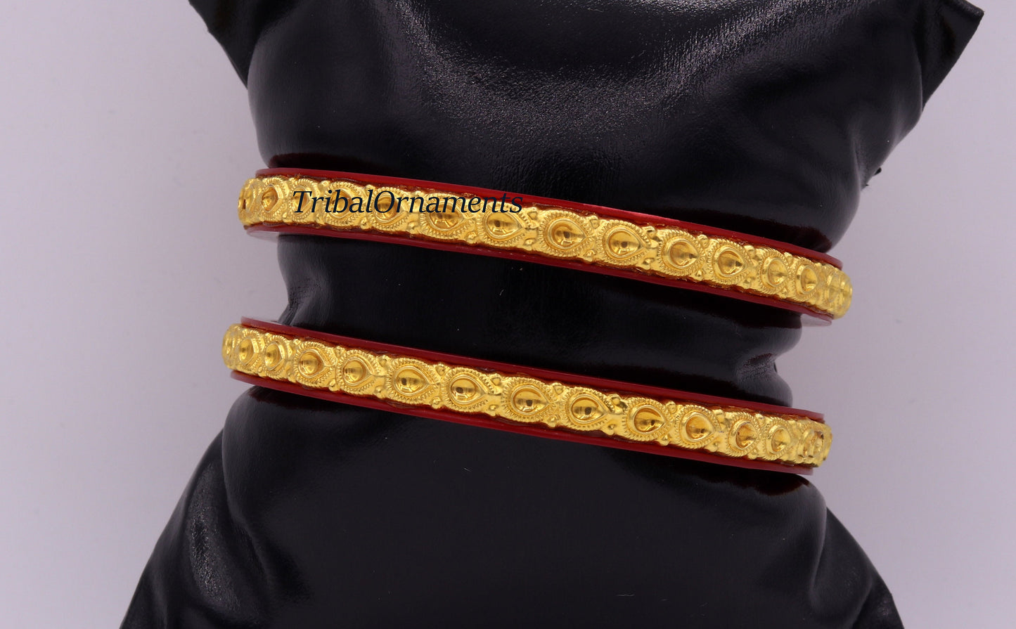 Vintage 22k yellow gold handmade traditional tussi pattern design antique tribal women's bangle kangan bracelet form rajasthan india - TRIBAL ORNAMENTS