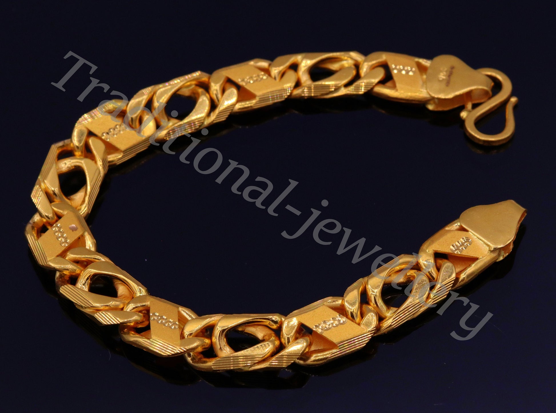 Traditional navabi chain style 22kt yellow gold handmade fabulous men's bracelet gifting jewelry - TRIBAL ORNAMENTS