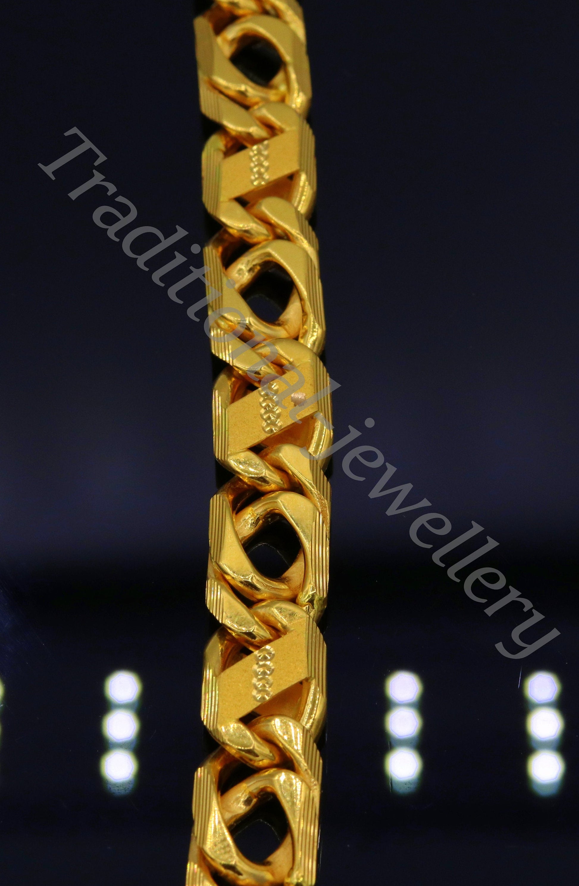 Traditional navabi chain style 22kt yellow gold handmade fabulous men's bracelet gifting jewelry - TRIBAL ORNAMENTS