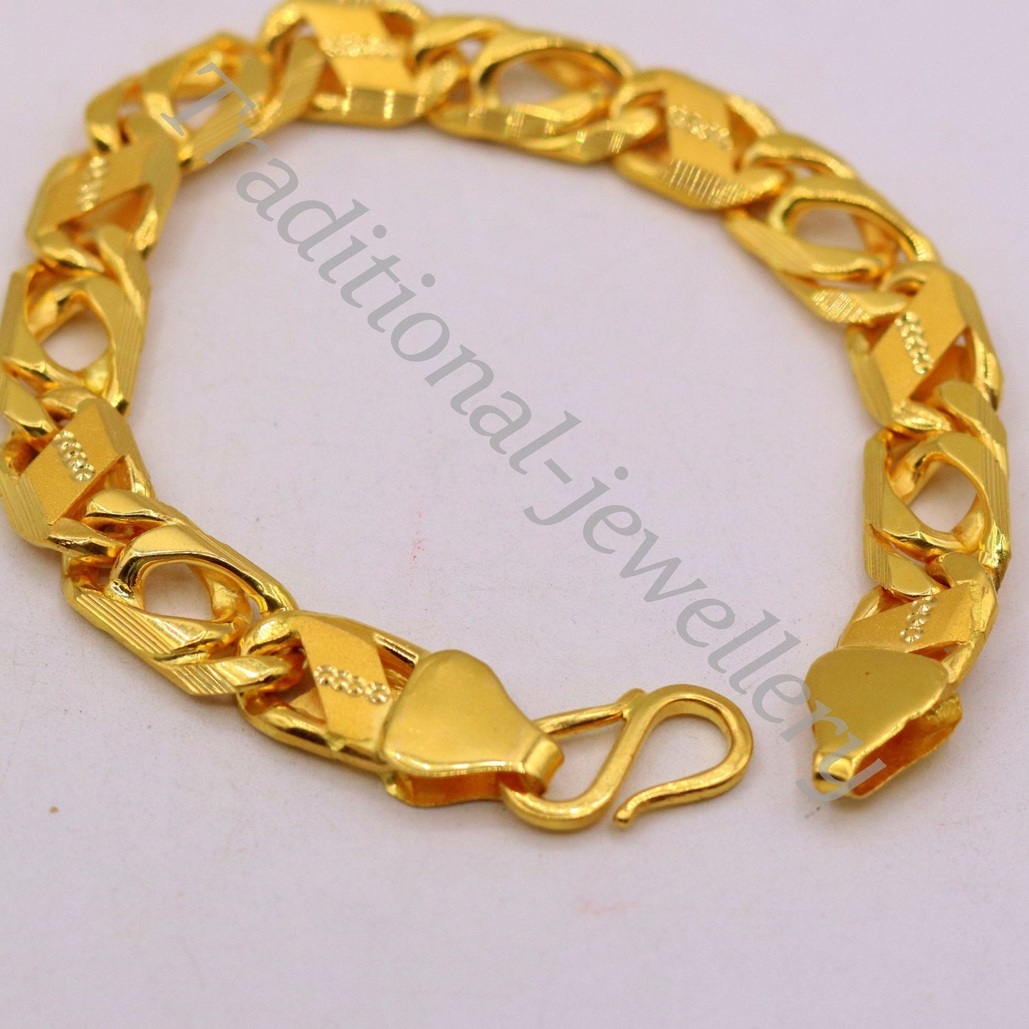 Traditional navabi chain style 22kt yellow gold handmade fabulous men's bracelet gifting jewelry - TRIBAL ORNAMENTS
