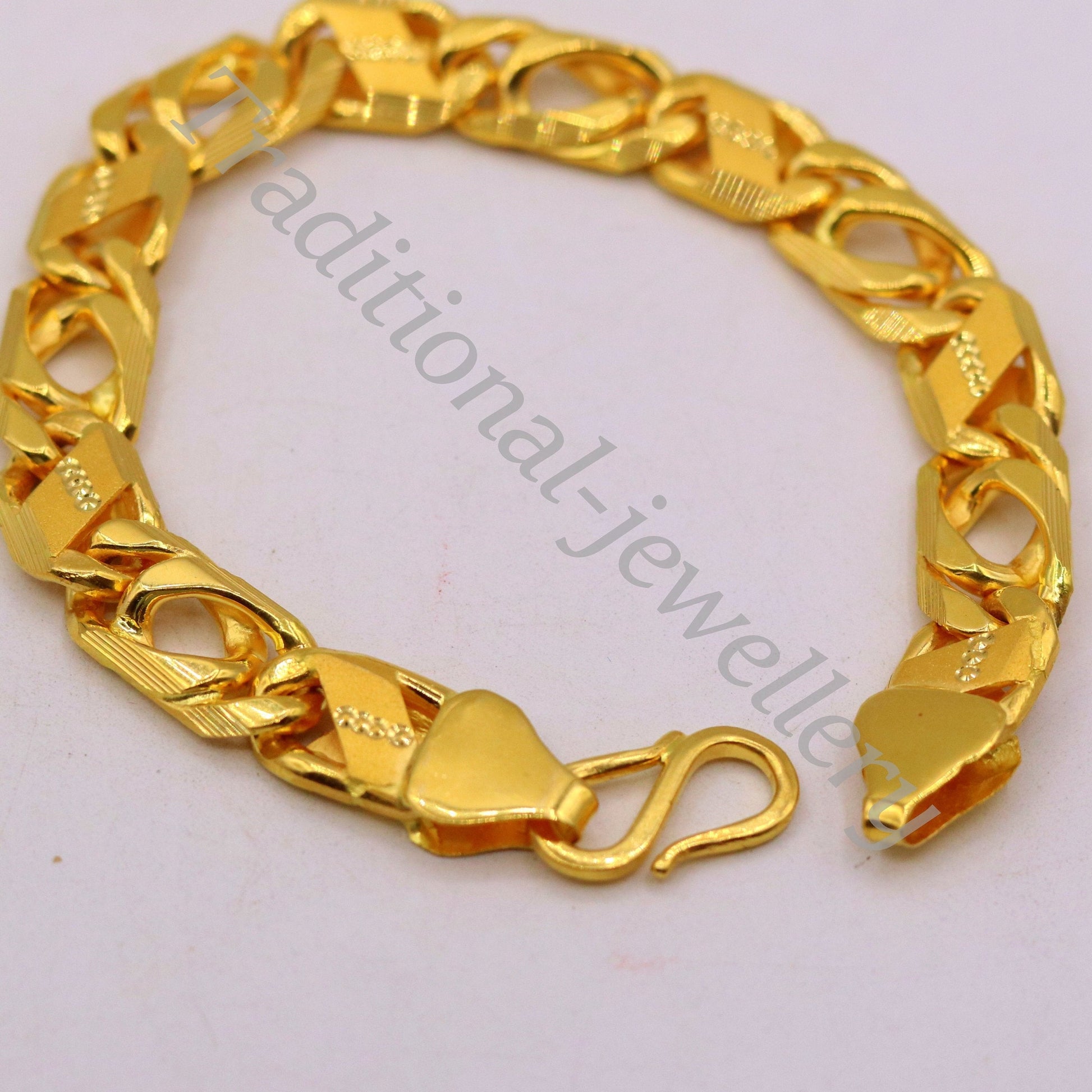 Traditional navabi chain style 22kt yellow gold handmade fabulous men's bracelet gifting jewelry - TRIBAL ORNAMENTS