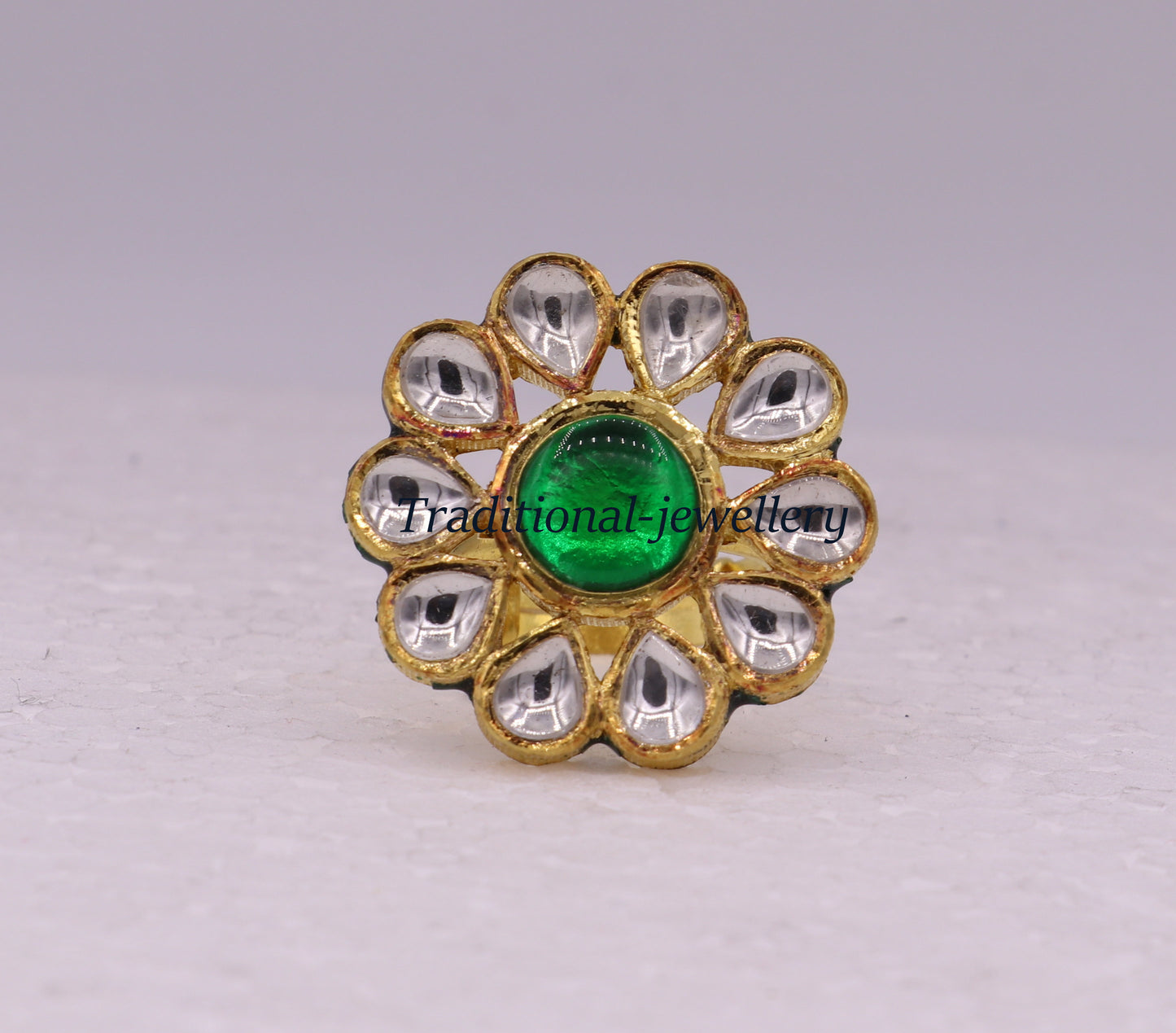 Vintage antique handmade 22k yellow gold gorgeous adjustable ring with green onyx wedding rings antique women's jewelry - TRIBAL ORNAMENTS