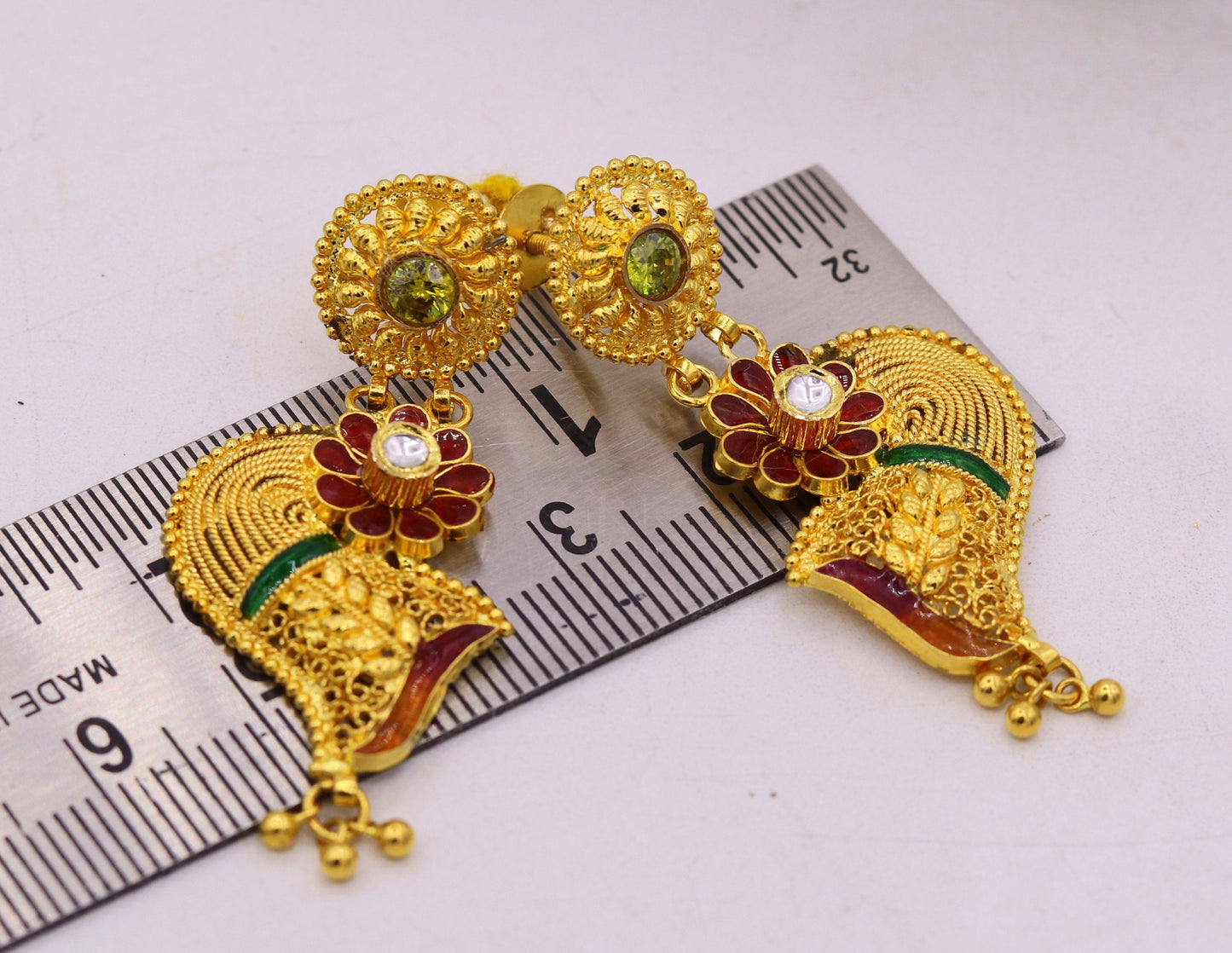 Vintage antique handmade 22karat yellow gold filigree work fabulous design earrings wedding daily use jewelry - TRIBAL ORNAMENTS