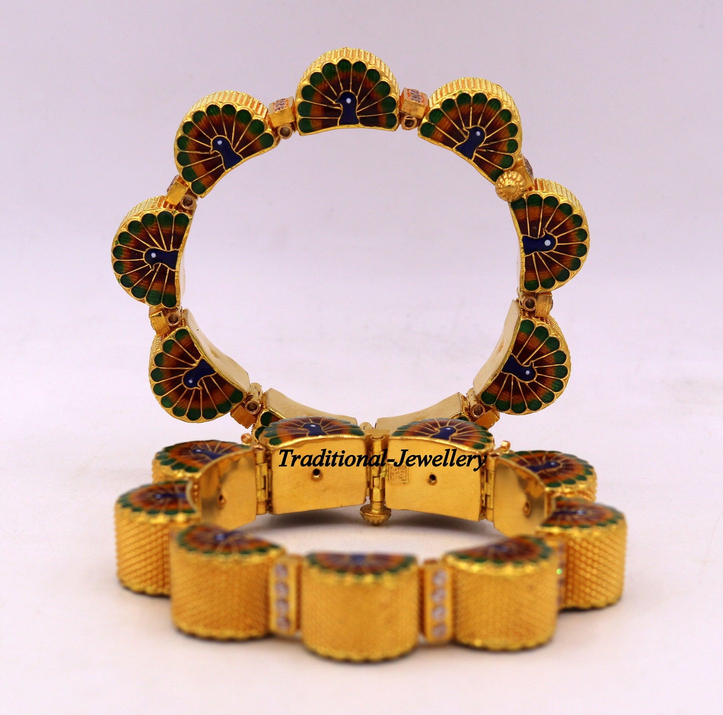 22k yellow gold handmade Top class rajasthani bangle bracelet Gajara pair traditional wedding anniversary party belly dance jewelry - TRIBAL ORNAMENTS