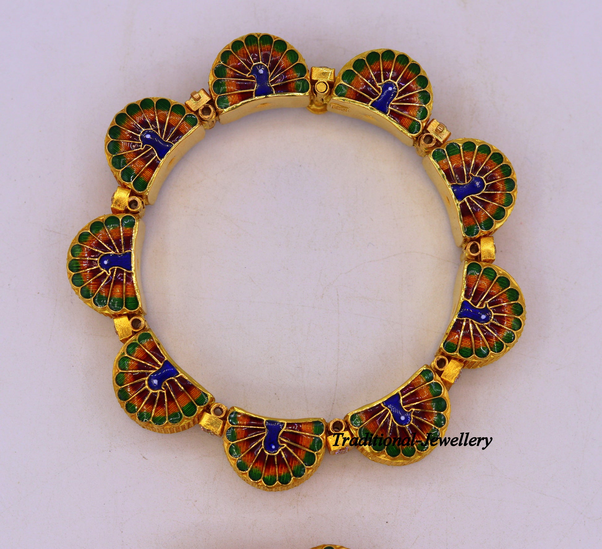22k yellow gold handmade Top class rajasthani bangle bracelet Gajara pair traditional wedding anniversary party belly dance jewelry - TRIBAL ORNAMENTS