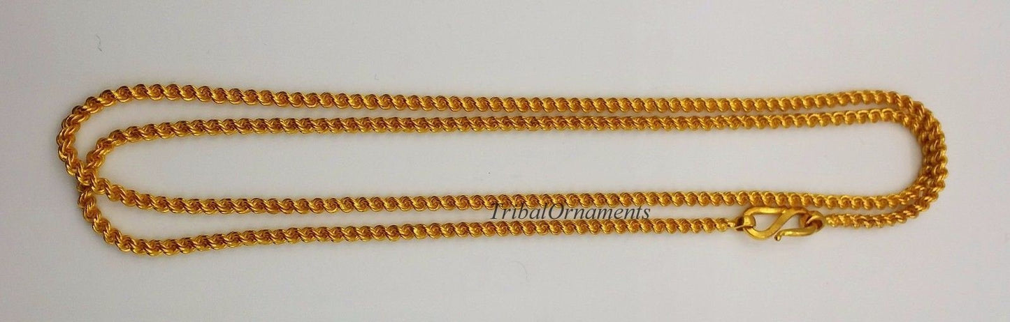 22k yellow gold Traditional design handmade fabulous rope chain 22 inches 2.5 mm twisted rope chain unisex jewelry - TRIBAL ORNAMENTS