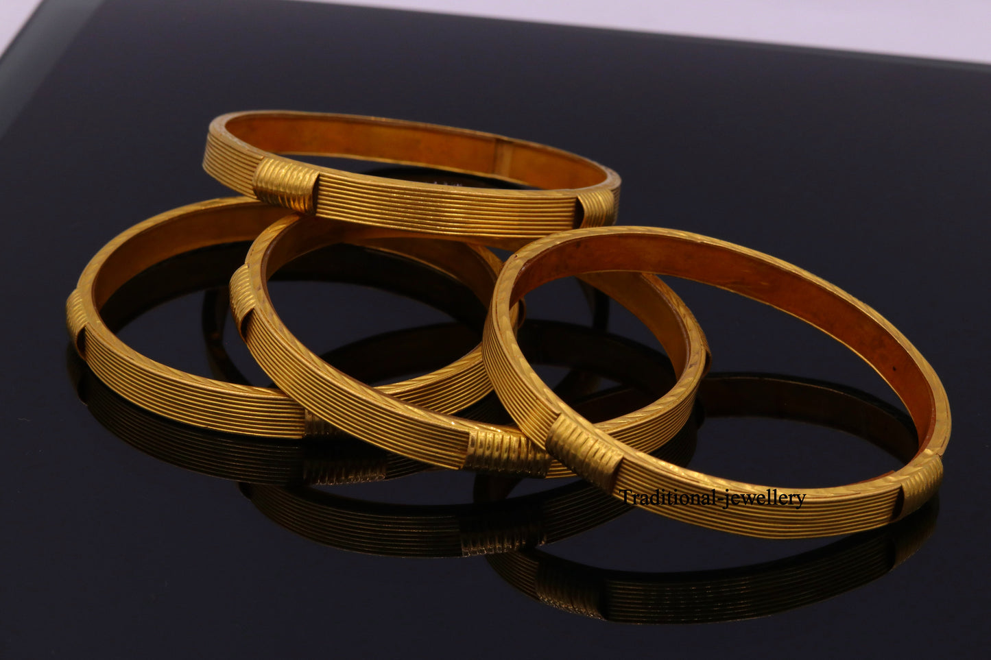 Vintage antique style handmade 22kt yellow gold bangle bracelet women's wedding anniversary jewelry - TRIBAL ORNAMENTS