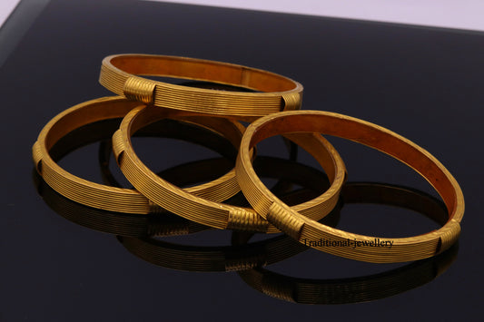 Vintage antique style handmade 22kt yellow gold bangle bracelet women's wedding anniversary jewelry - TRIBAL ORNAMENTS