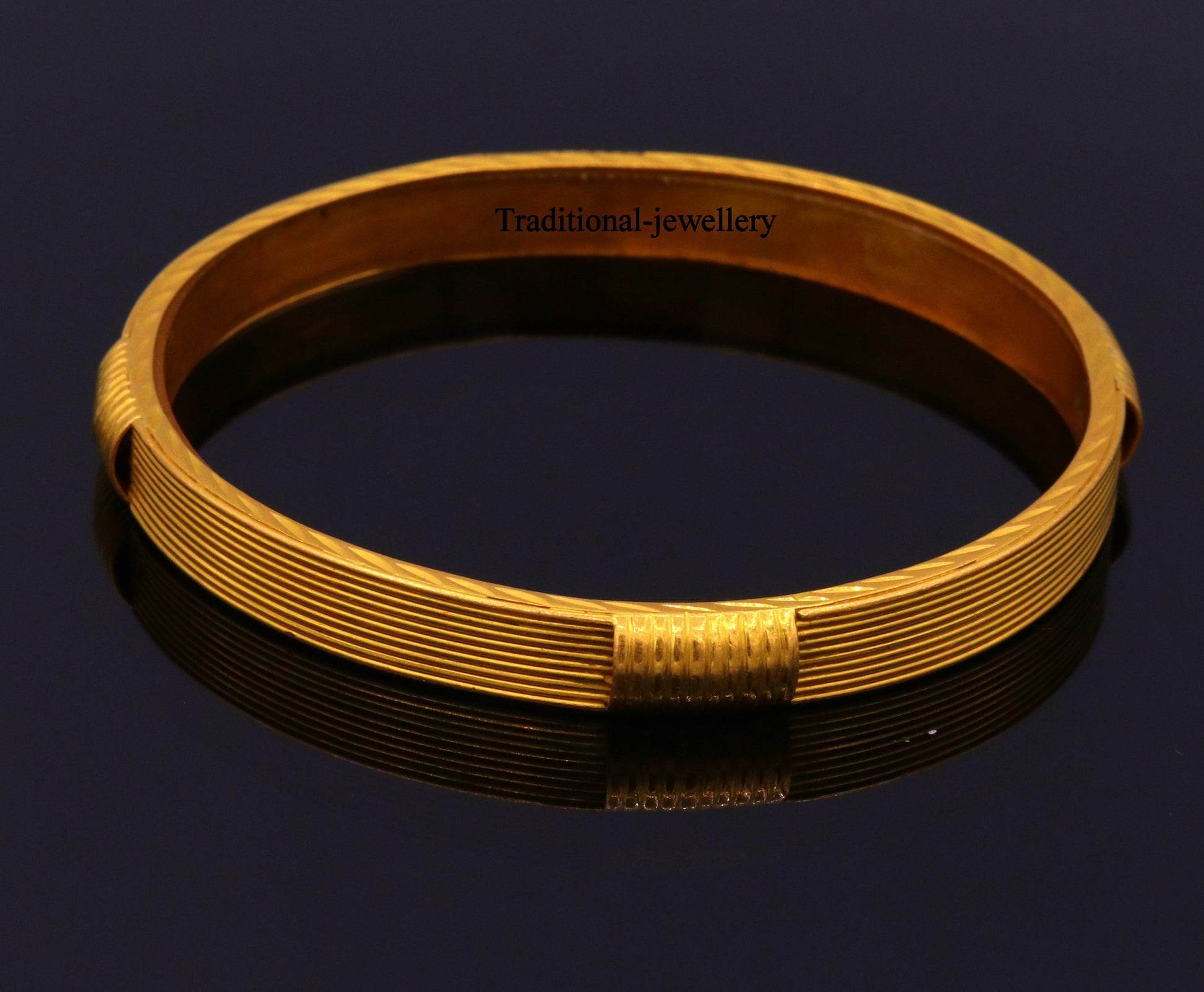 22kt yellow solid gold vintage antique designer bangle bracelet women's wedding anniversary jewelry belly dance - TRIBAL ORNAMENTS