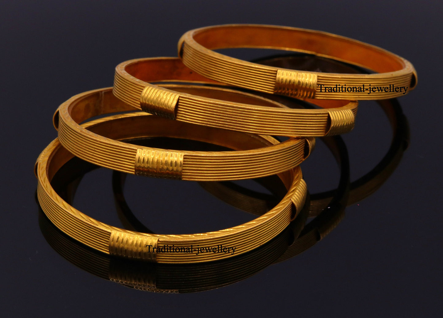22kt yellow solid gold vintage antique designer bangle bracelet women's wedding anniversary jewelry belly dance - TRIBAL ORNAMENTS
