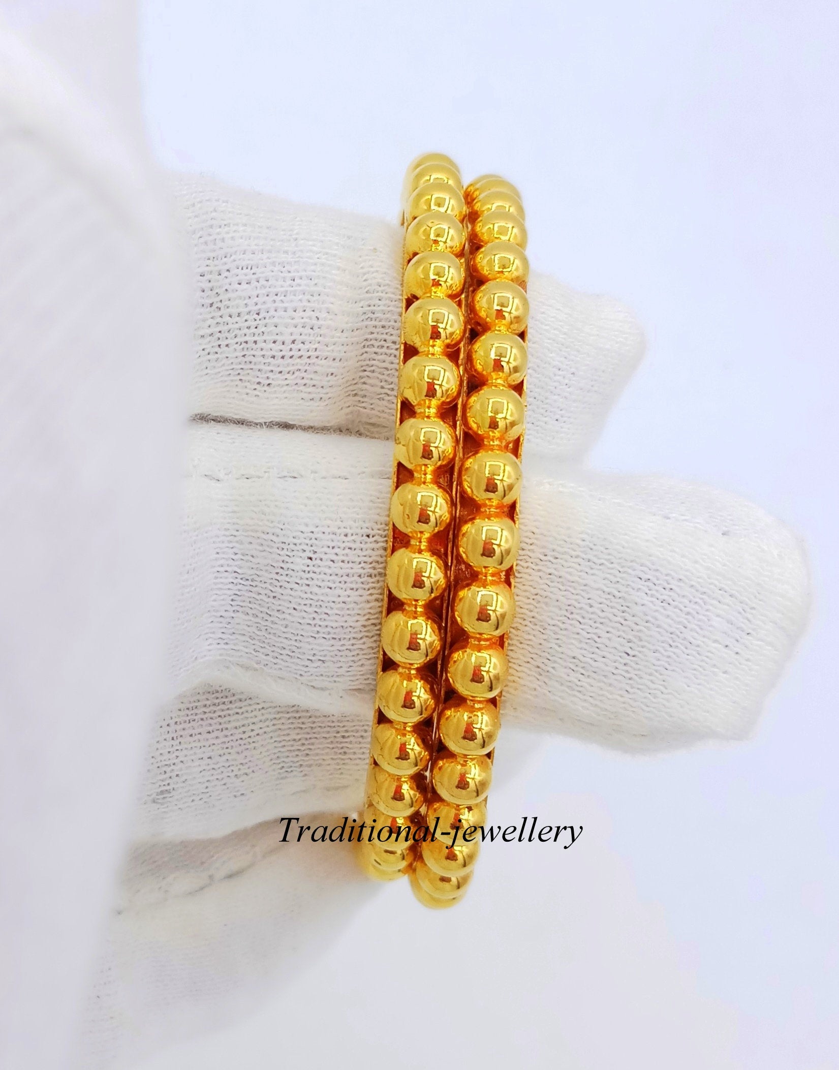 Vintage antique style handmade 22kt yellow gold bangle bracelet women's wedding anniversary Rajasthan kakan set jewelry - TRIBAL ORNAMENTS