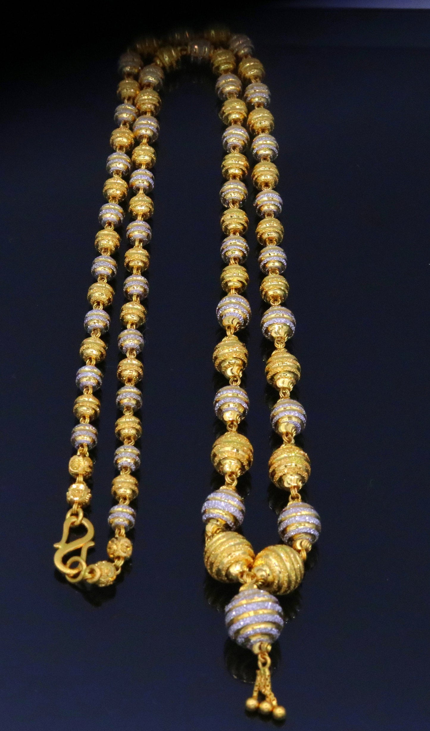 Vintage traditional jewelry handmade 22 karat gold beads necklace chain women's jewelry - TRIBAL ORNAMENTS
