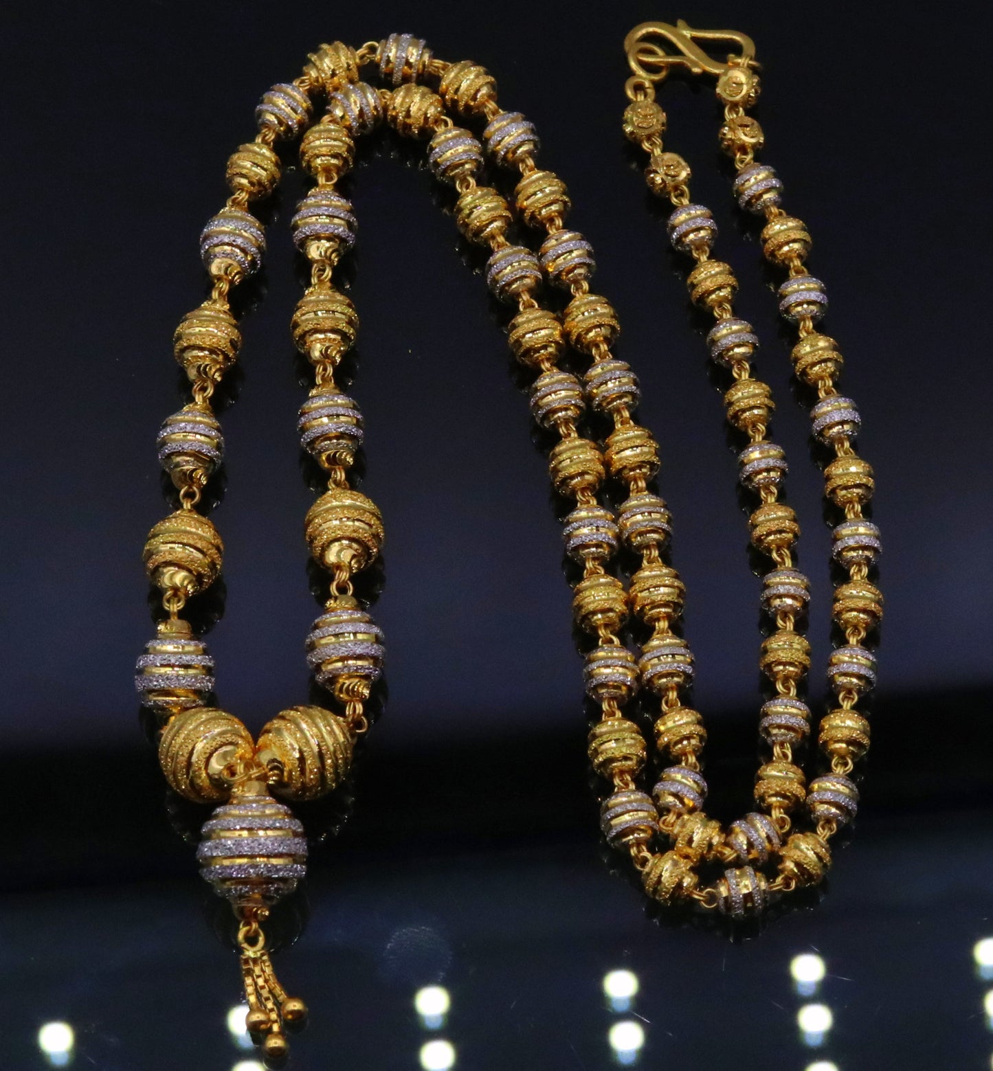 Vintage traditional jewelry handmade 22 karat gold beads necklace chain women's jewelry - TRIBAL ORNAMENTS