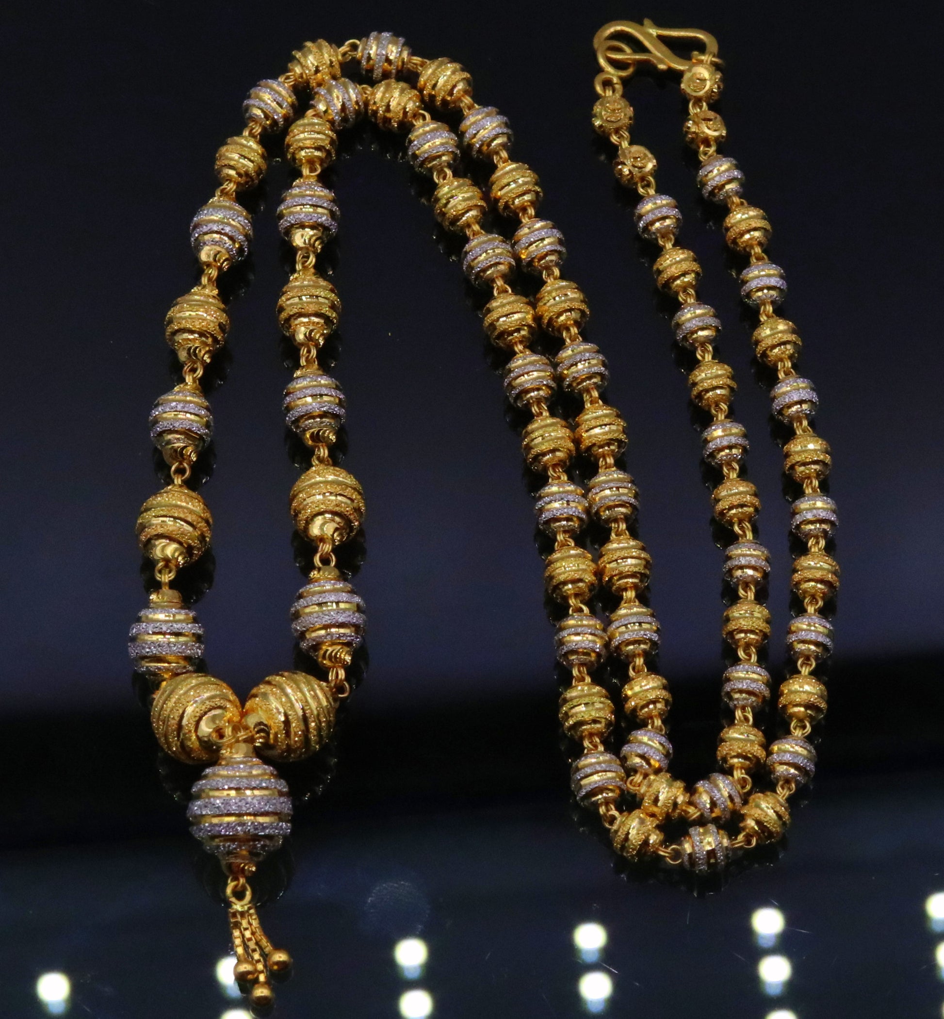 Vintage traditional jewelry handmade 22 karat gold beads necklace chain women's jewelry - TRIBAL ORNAMENTS