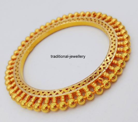 Vintage antique handmade 22karat yellow gold bangle bracelet indian wedding jewelry excellent kangan kakan tribal jewelry - TRIBAL ORNAMENTS