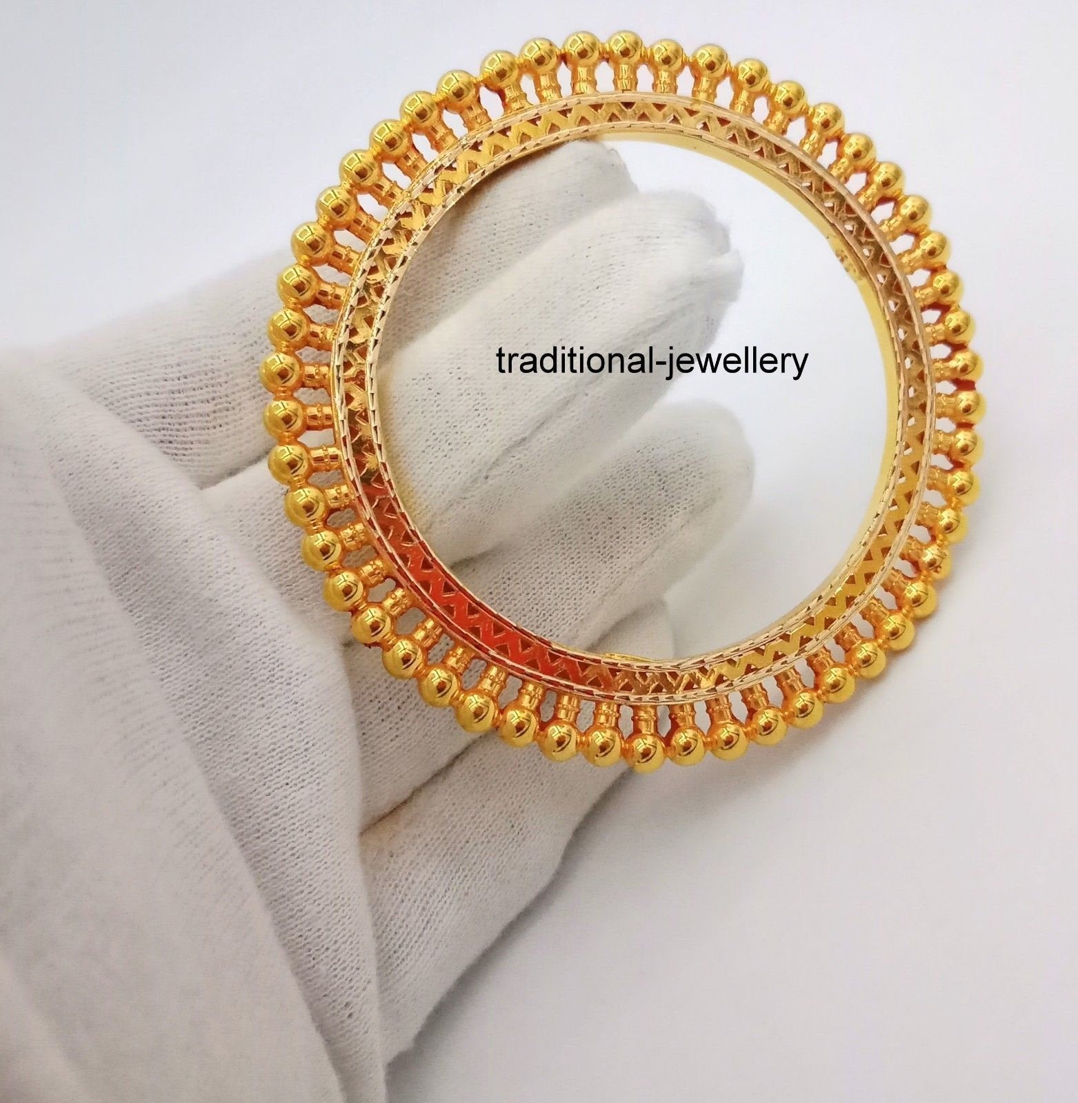 Vintage antique handmade 22karat yellow gold bangle bracelet indian wedding jewelry excellent kangan kakan tribal jewelry - TRIBAL ORNAMENTS