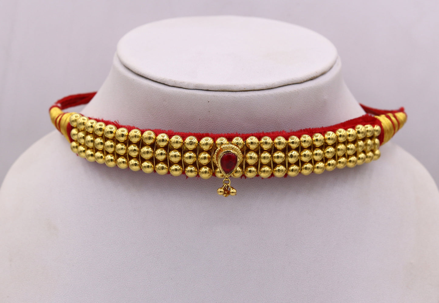 Traditional design handmade 22karat yellow gold beads or ball tribal necklace bajanti wedding jewelry from rajasthan india - TRIBAL ORNAMENTS