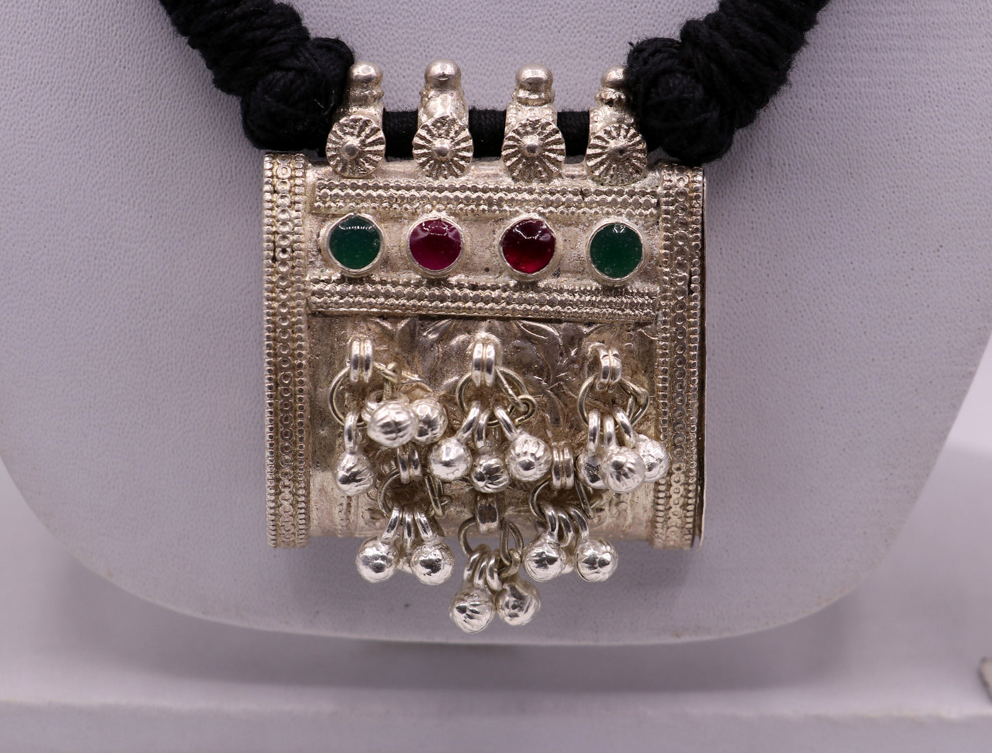 Vintage antique silver handmade old fabulous amulet necklace tribal belly dance jewelry ethnic ornament from rajasthan india osn02 - TRIBAL ORNAMENTS