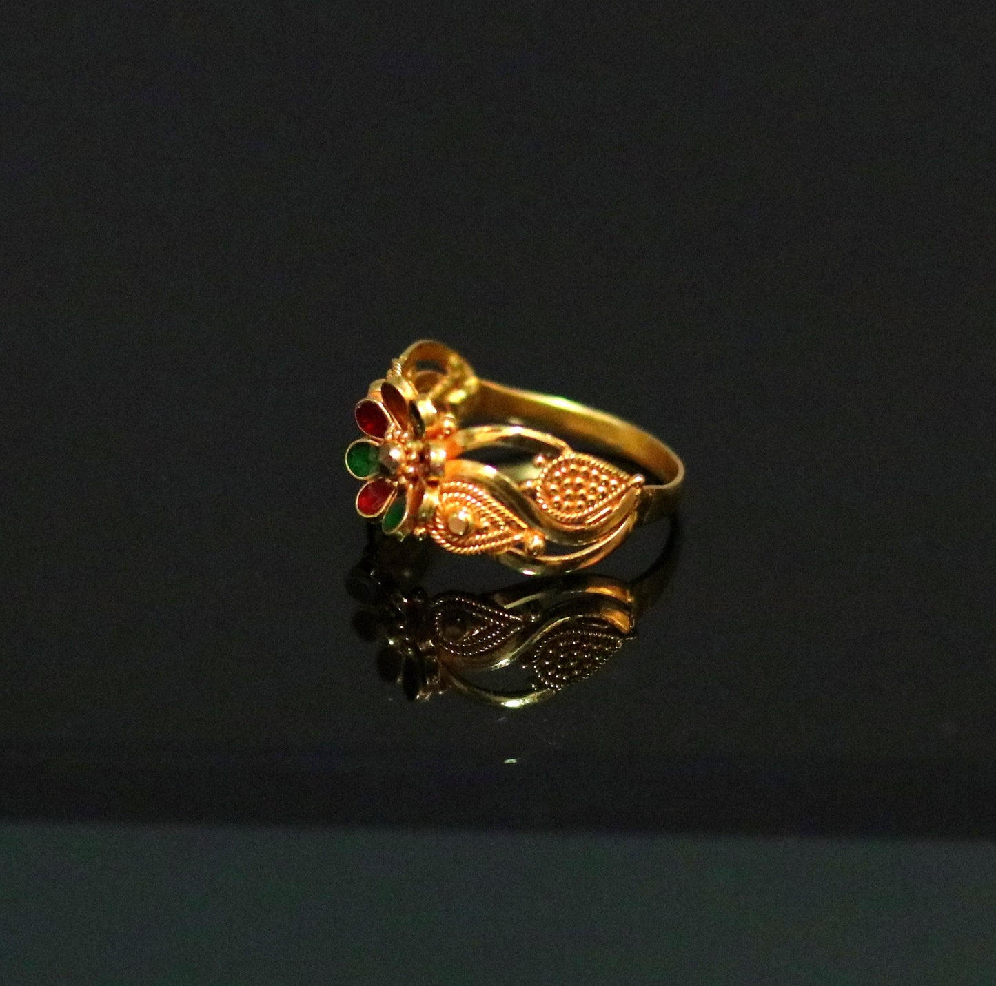 22karat yellow gold handmade ring fabulous filigree work band unisex ring from rajasthan india ring11 - TRIBAL ORNAMENTS