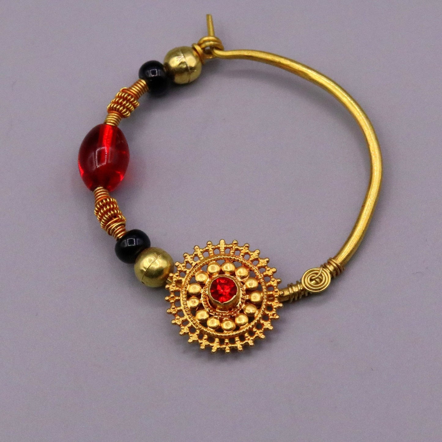Vintage handmade 20kt yellow gold fabulous queen jodha nath nose ring indian tribal wedding jewelry for looking queen bridal jewelry - TRIBAL ORNAMENTS