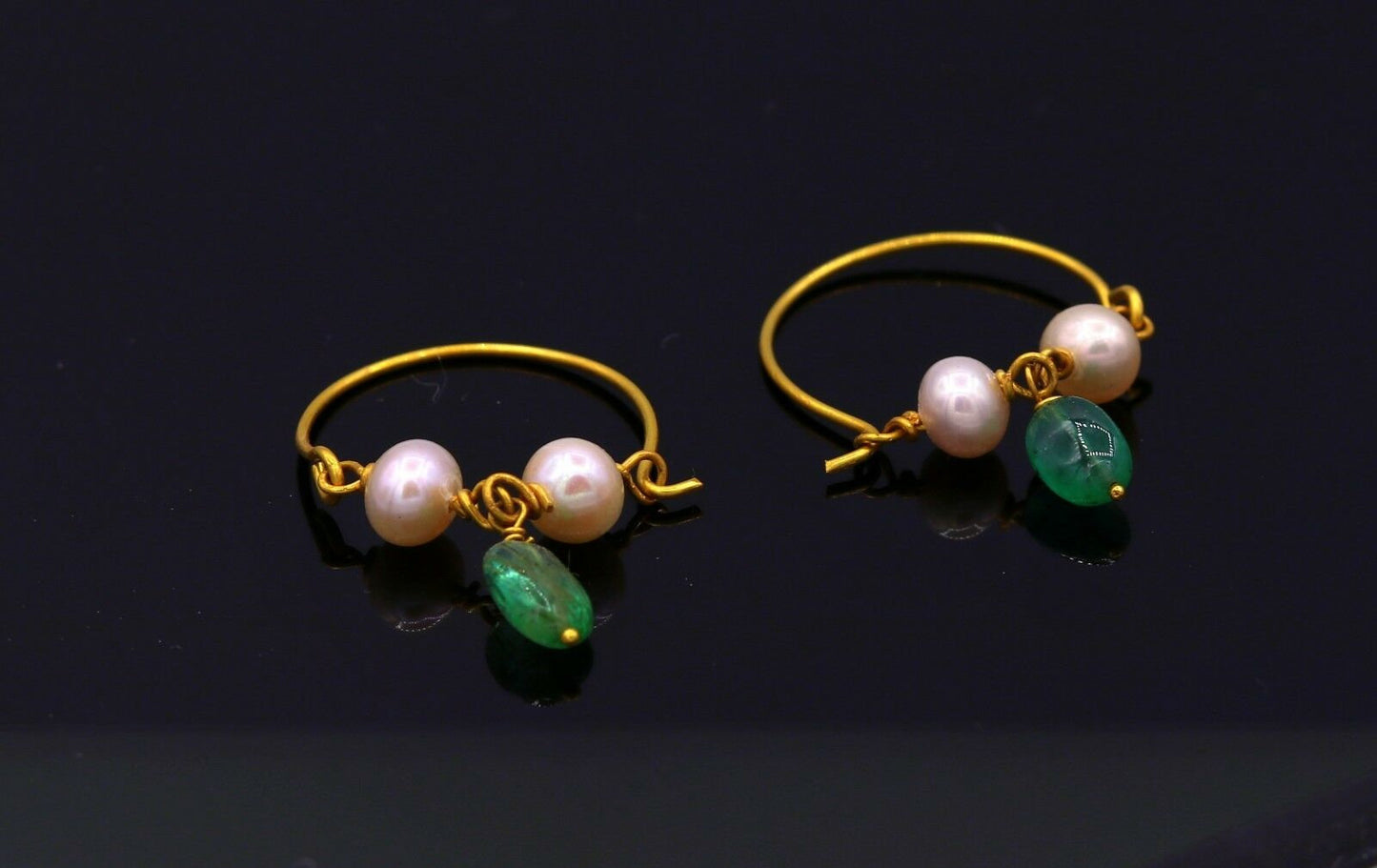 Vintage antique design handmade 18k yellow gold hoop earrings bali from rajasthan india best for girls - TRIBAL ORNAMENTS
