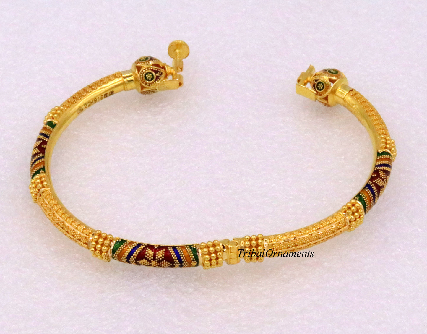 Vintage antique design handmade kada bangle 22kt yellow gold women's excellent jewelry From Rajasthan India - TRIBAL ORNAMENTS