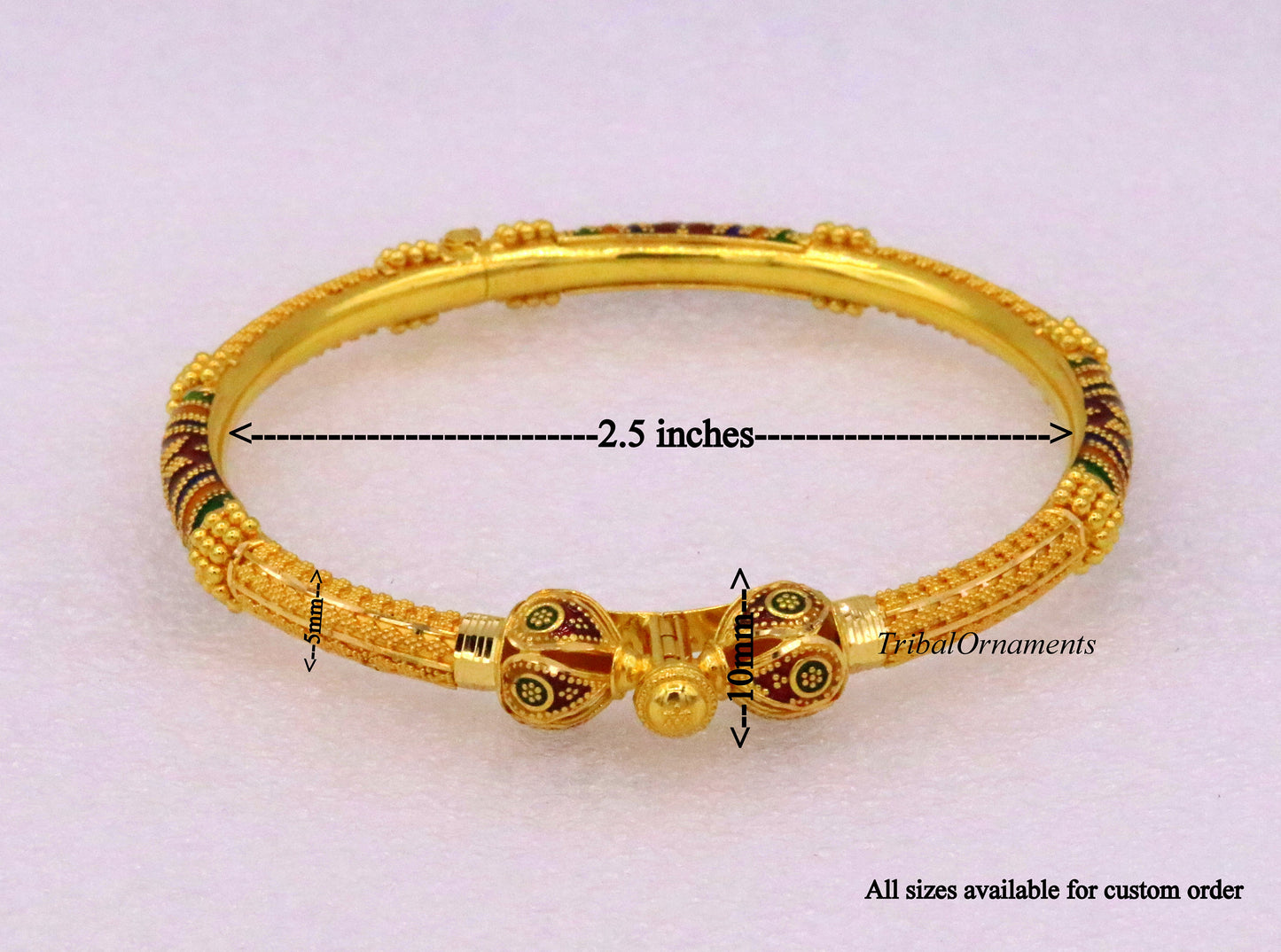 Vintage antique design handmade kada bangle 22kt yellow gold women's excellent jewelry From Rajasthan India - TRIBAL ORNAMENTS