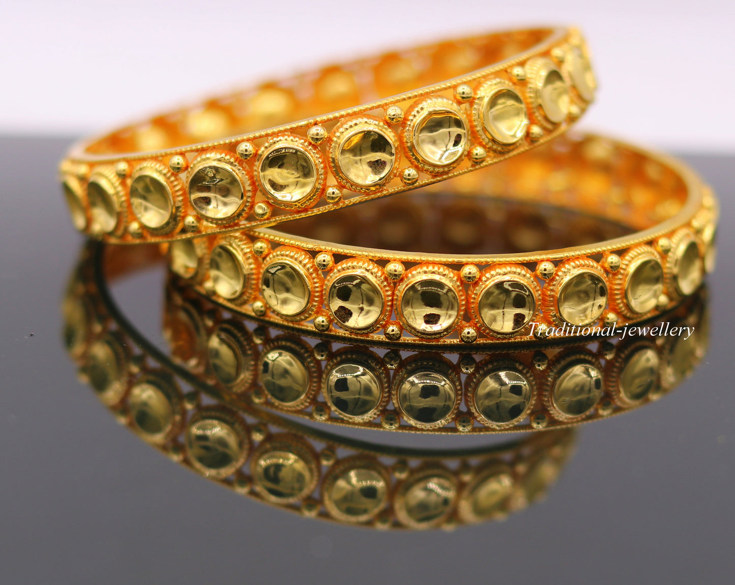 Vintage antique design handmade fabulous 22karat yellow gold bangle bracelet Indian tribal antique kangan set ba-36 - TRIBAL ORNAMENTS