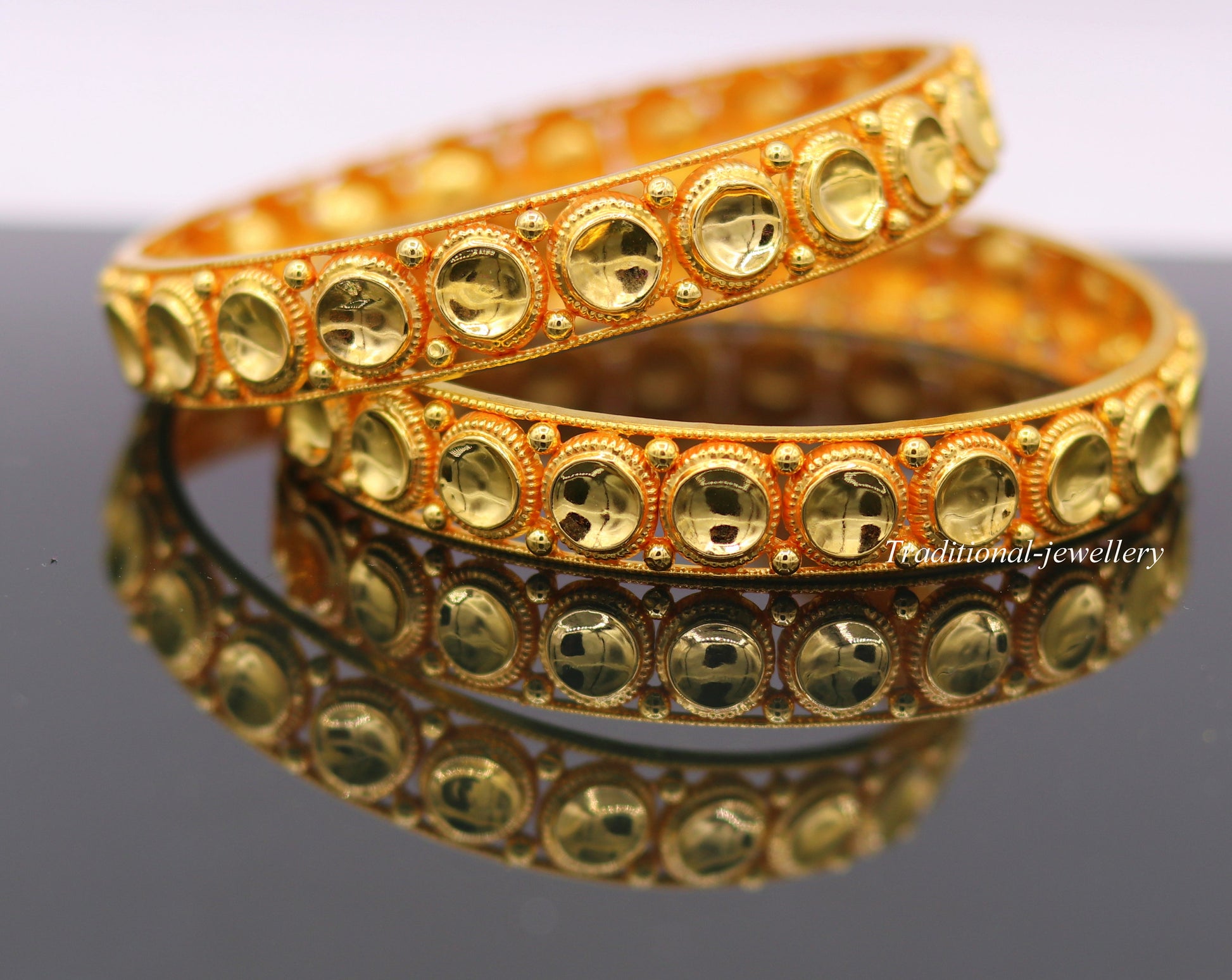 Vintage antique design handmade fabulous 22karat yellow gold bangle bracelet Indian tribal antique kangan set ba-36 - TRIBAL ORNAMENTS