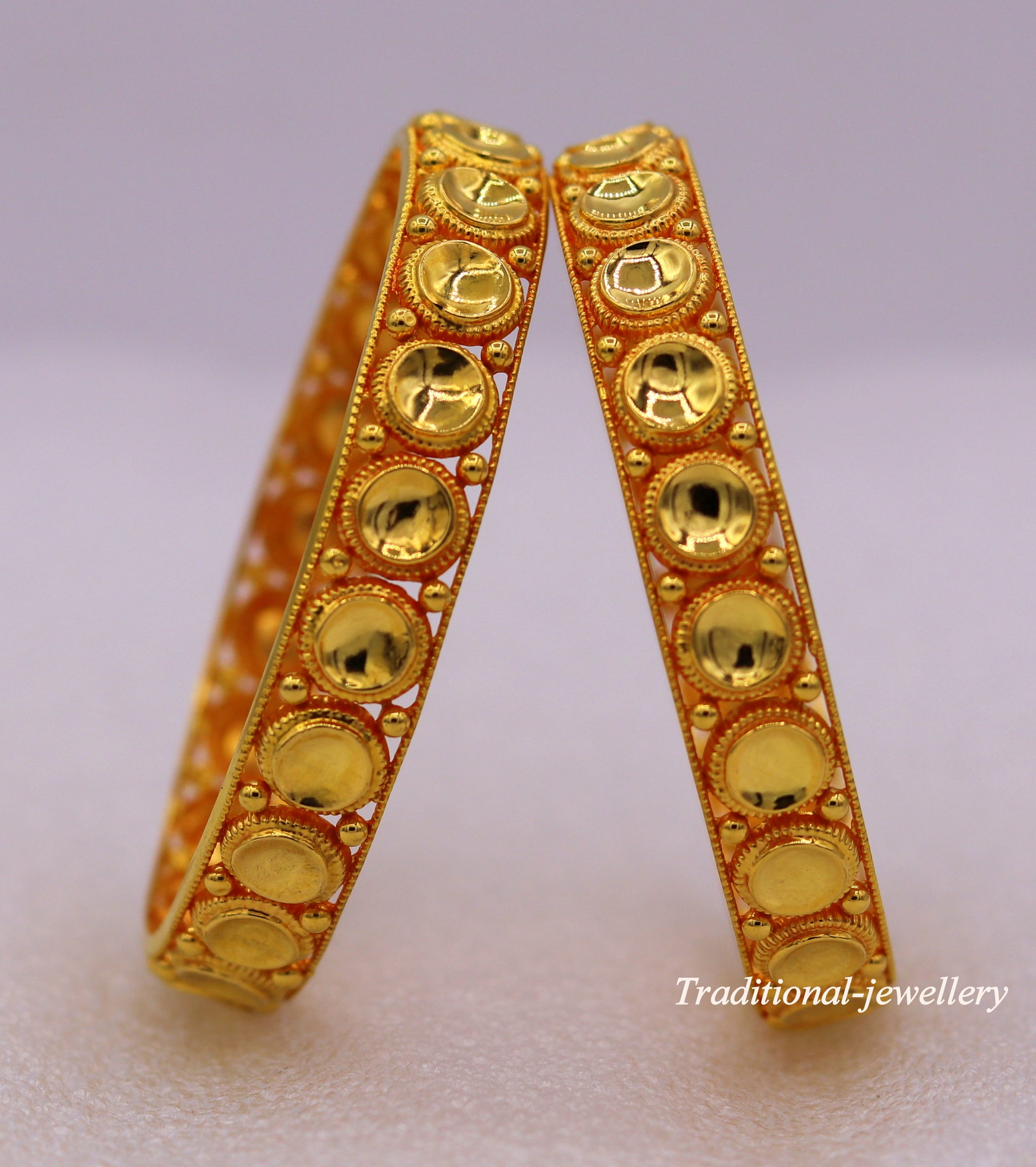 Vintage antique design handmade fabulous 22karat yellow gold bangle bracelet Indian tribal antique kangan set ba-36 - TRIBAL ORNAMENTS