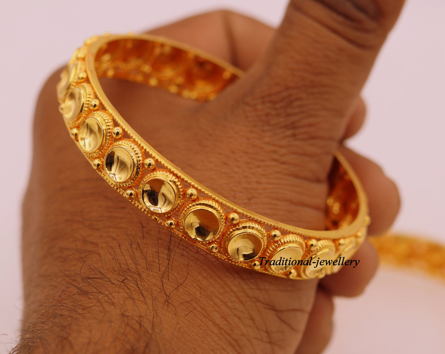 Antique design tussi chudi  handmade fabulous 22karat yellow gold bangle bracelet Indian tribal jewelry from rajasthan india - TRIBAL ORNAMENTS