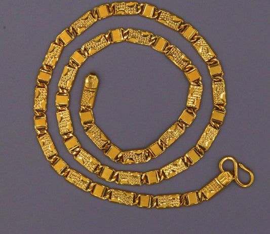 22kt gold 5.5 mm 20 inches long handmade solid gold nawabi chain necklace form Rajasthan India ch68 - TRIBAL ORNAMENTS