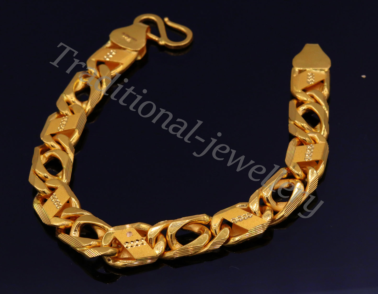 Traditional navabi chain style 22kt yellow gold handmade fabulous men's bracelet gifting jewelry - TRIBAL ORNAMENTS
