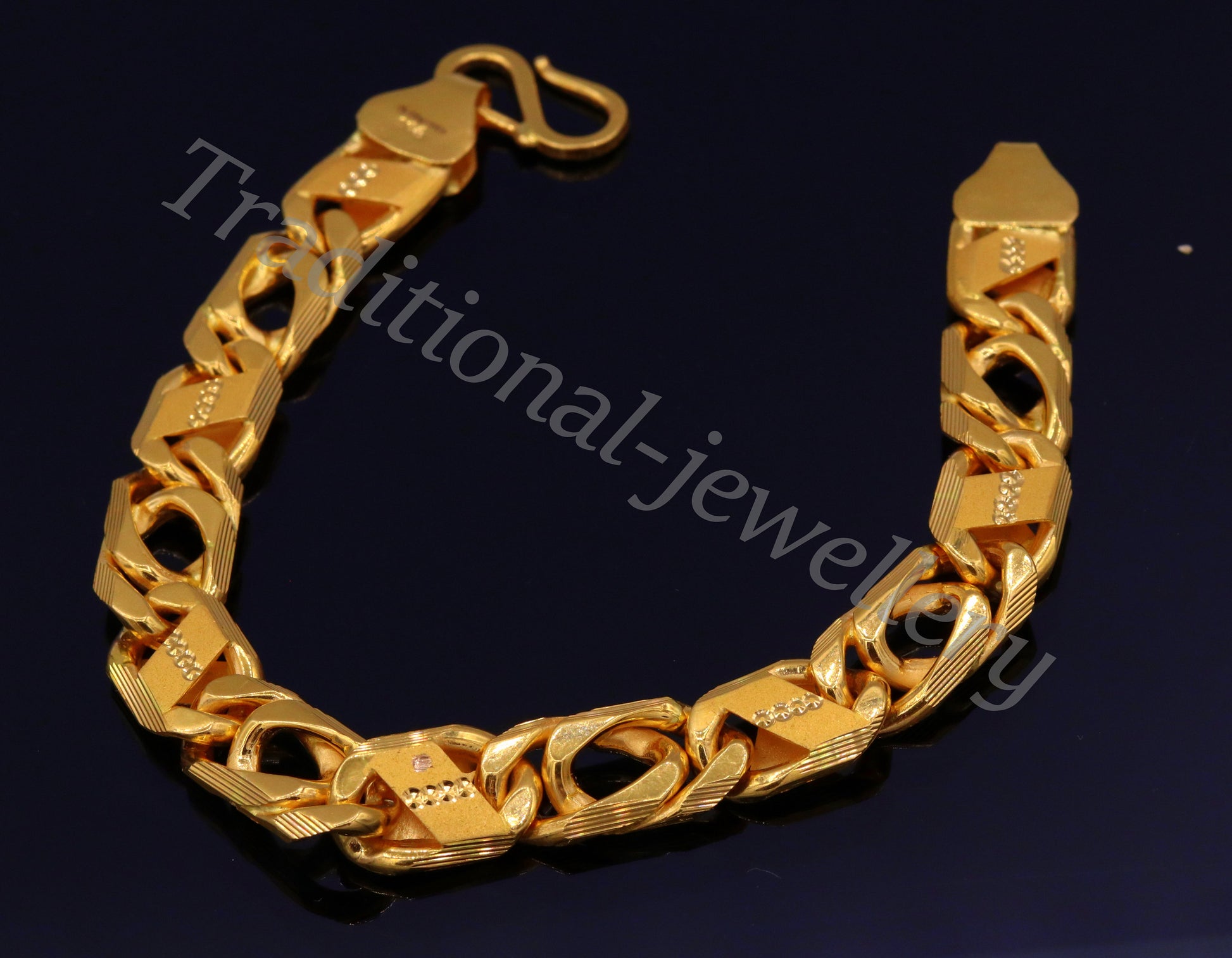 Traditional navabi chain style 22kt yellow gold handmade fabulous men's bracelet gifting jewelry - TRIBAL ORNAMENTS