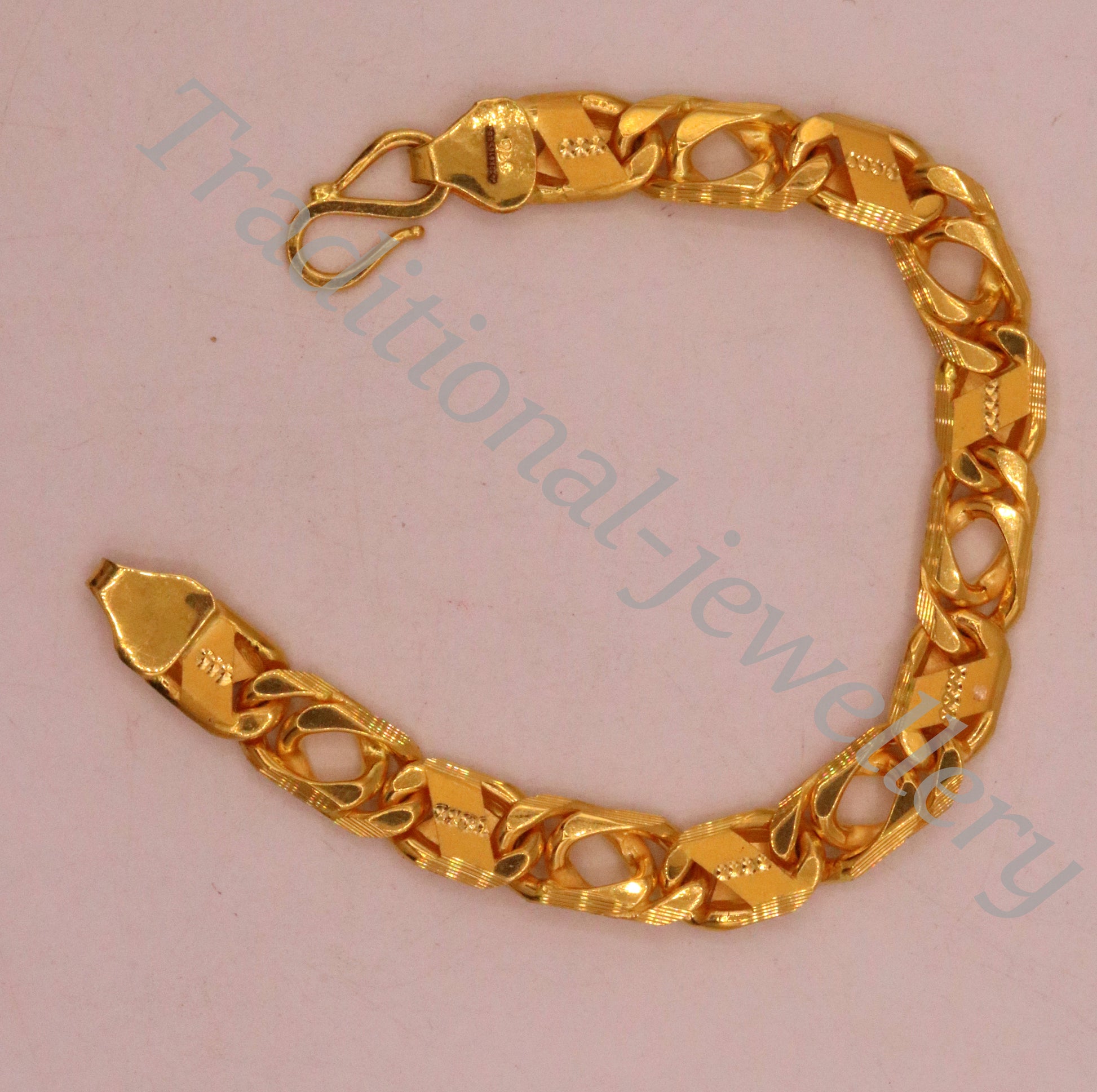 Traditional navabi chain style 22kt yellow gold handmade fabulous men's bracelet gifting jewelry - TRIBAL ORNAMENTS